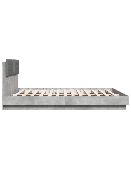 Giroletto con Testiera e LED Grigio Cemento 180x200 cm