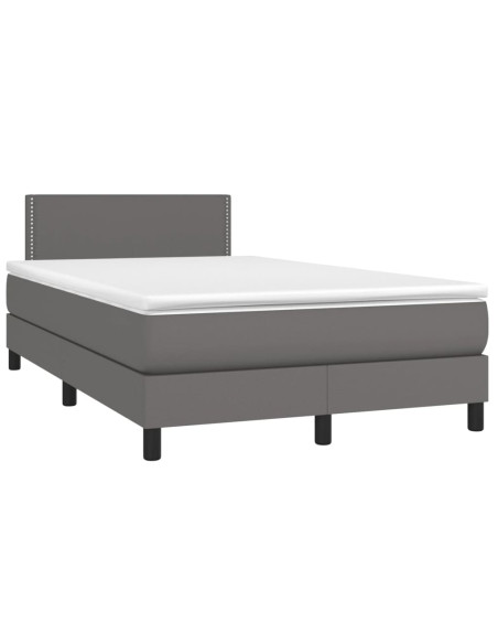 Giroletto a Molle con Materasso Grigio 120x190 cm in Similpelle