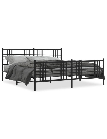 Giroletto con Testiera e Pediera Metallo Nero 200x200 cm