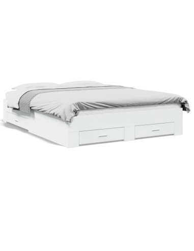 Giroletto con Cassetti Bianco 150x200 cm in Legno Multistrato