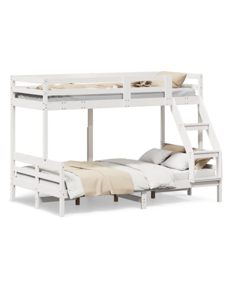 Letto a Castello 80x200/120x200cm Bianco Legno Massello di Pino