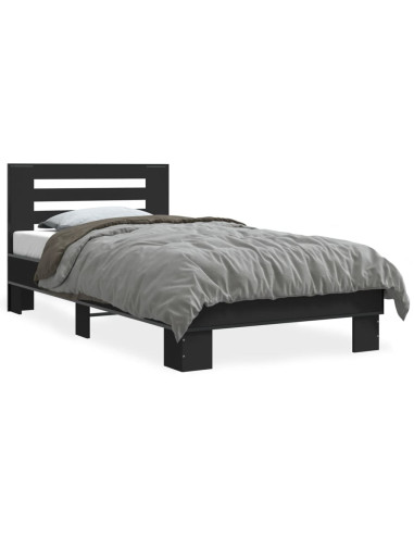 Giroletto Nero 90x190 cm in Legno Multistrato e Metallo