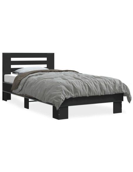 Giroletto Nero 90x190 cm in Legno Multistrato e Metallo