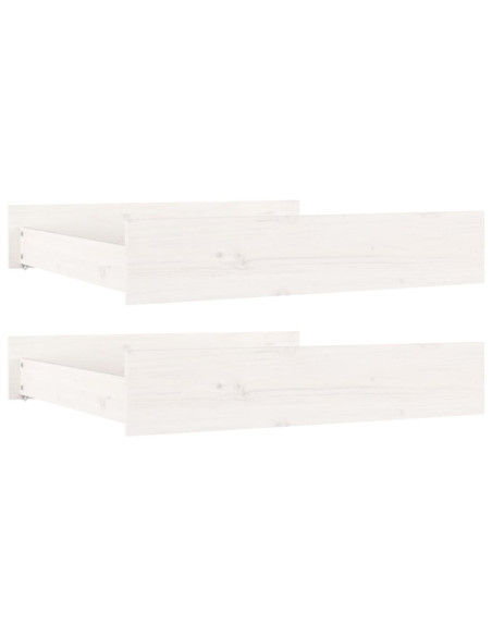 Cassettoni da Letto 2 pz Bianchi in Legno Massello di Pino