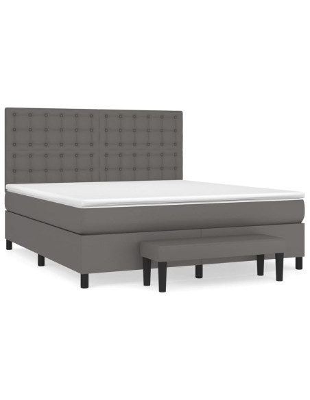 Giroletto a Molle con Materasso Grigio 160x200 cm in Similpelle