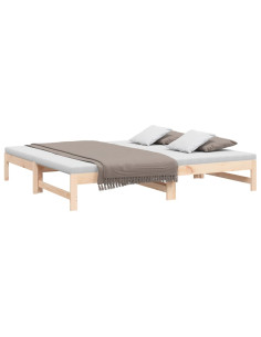 Dormeuse Estraibile 2x(75x190) cm Legno Massello di Pino 2
