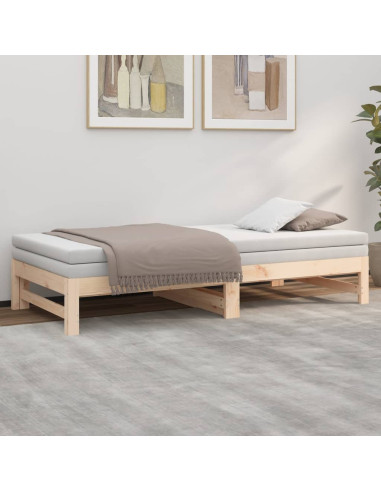 Dormeuse Estraibile 2x(75x190) cm Legno Massello di Pino