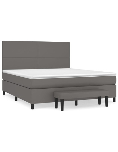 Giroletto a Molle con Materasso Grigio 160x200 cm in Similpelle