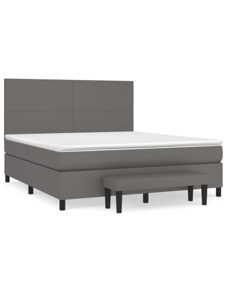 Giroletto a Molle con Materasso Grigio 160x200 cm in Similpelle