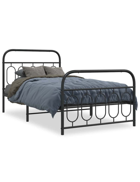 Giroletto con Testiera e Pediera Metallo Nero 100x190 cm