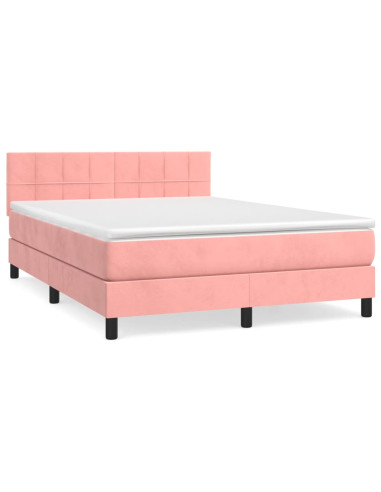 Giroletto a Molle con Materasso Rosa 140x200 cm in Velluto