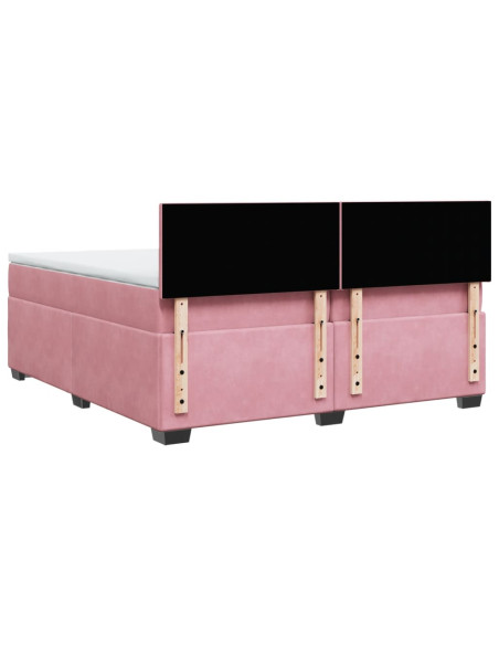 Giroletto a Molle con Materasso Rosa 200x200 cm in Velluto