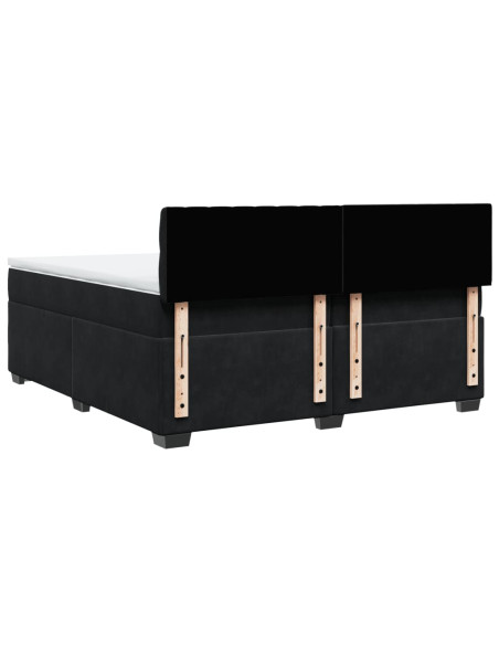 Giroletto a Molle con Materasso Nero 200x200 cm in Velluto