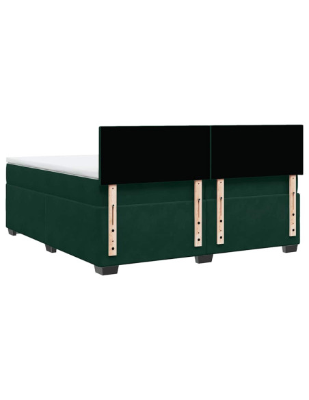 Giroletto a Molle con Materasso Verde Scuro 200x200 cm Velluto