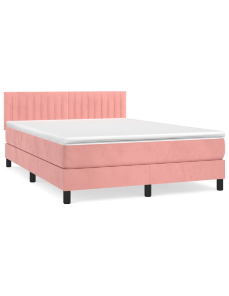 Giroletto a Molle con Materasso Rosa 140x200 cm in Velluto