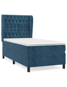 Giroletto a Molle con Materasso Blu Scuro 80x200 cm in Velluto