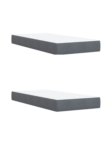 Giroletto a Molle con Materasso Grigio Scuro 200x200 cm Velluto