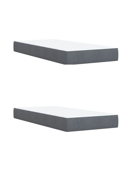 Giroletto a Molle con Materasso Grigio Scuro 200x200 cm Velluto