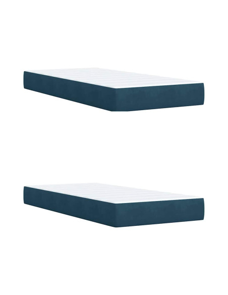 Giroletto a Molle con Materasso Blu Scuro 200x200 cm in Velluto