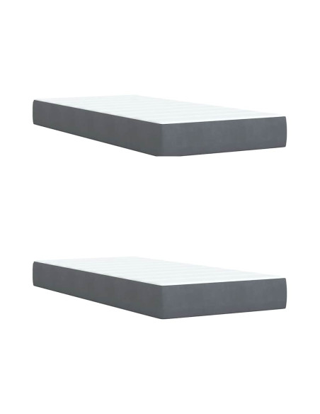 Giroletto a Molle con Materasso Grigio Scuro 200x200 cm Velluto