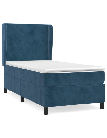 Giroletto a Molle con Materasso Blu Scuro 80x200 cm in Velluto