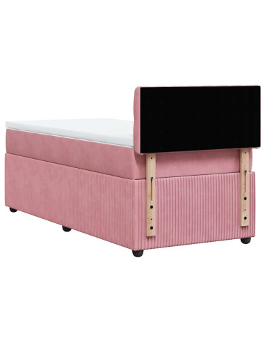 Giroletto a Molle con Materasso Rosa 100x200 cm in Velluto