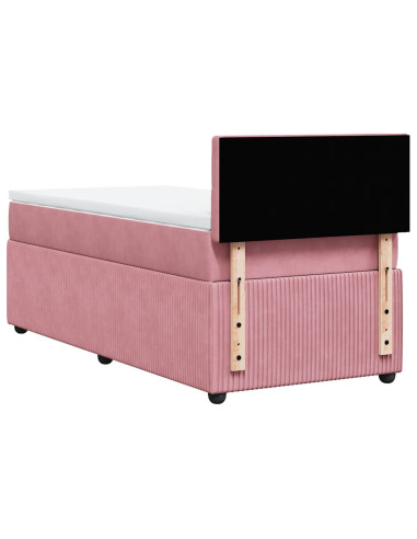 Giroletto a Molle con Materasso Rosa 100x200 cm in Velluto