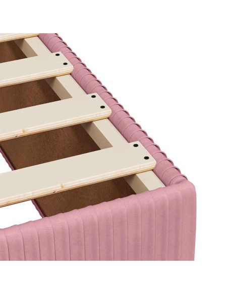Giroletto a Molle con Materasso Rosa 140x190 cm in Velluto