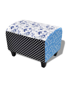 Sgabello Patchwork Blu e Bianco