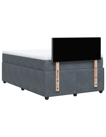 Giroletto a Molle con Materasso Grigio Scuro 120x200 cm Velluto