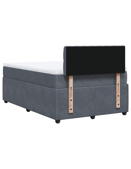 Giroletto a Molle con Materasso Grigio Scuro 120x200 cm Velluto