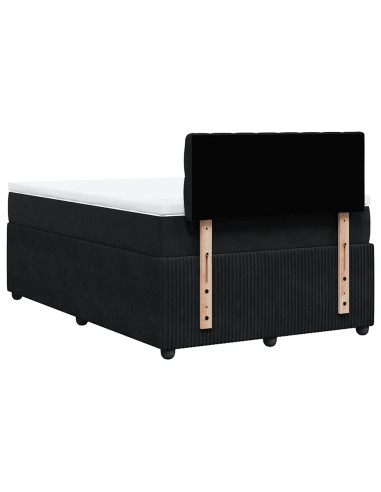 Giroletto a Molle con Materasso Nero 120x200 cm in Velluto