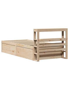 Giroletto con Testiera 100x200 cm Legno Massello di Pino 2