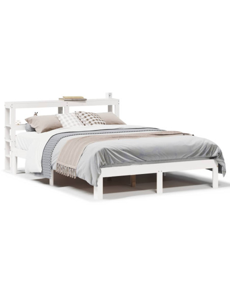 Giroletto con Testiera Bianco 120x190 cm Legno Massello di Pino