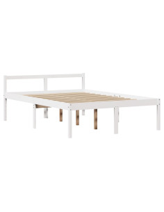 Letto Anziani con Testiera Bianco 120x190cm Legno Massello Pino
