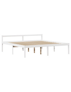 Letto Anziani con Testiera Bianco 200x200cm Legno Massello Pino