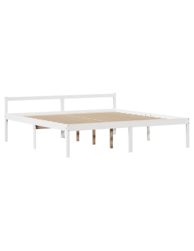 Letto Anziani con Testiera Bianco 200x200cm Legno Massello Pino