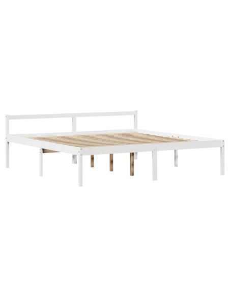 Letto Anziani con Testiera Bianco 200x200cm Legno Massello Pino