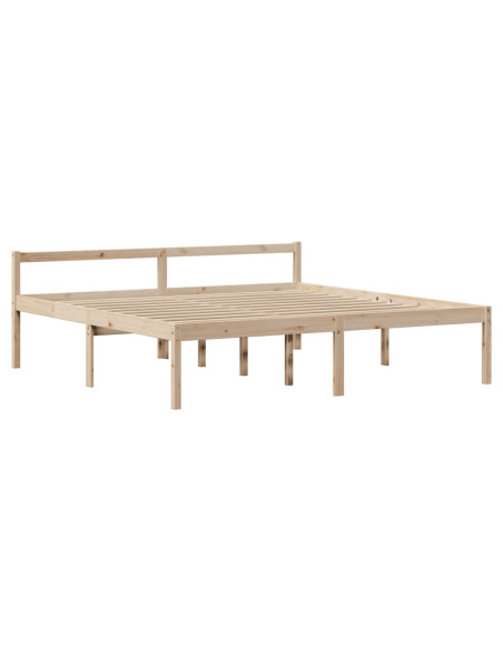 Letto per Anziani con Testiera 180x200 cm Legno Massello Pino