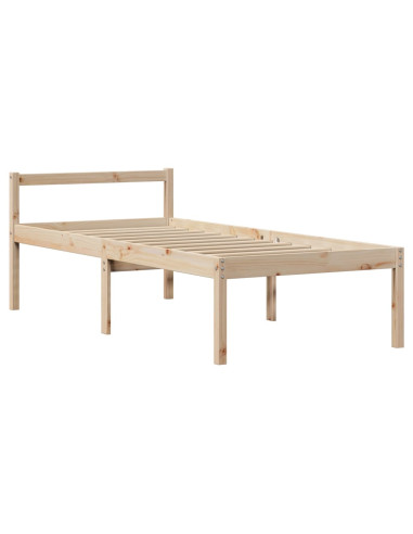 Letto per Anziani con Testiera 90x190 cm Legno Massello Pino