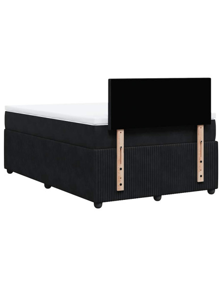 Giroletto a Molle con Materasso Nero 120x200 cm in Velluto