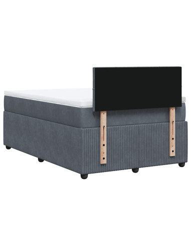 Giroletto a Molle con Materasso Grigio Scuro 120x200 cm Velluto