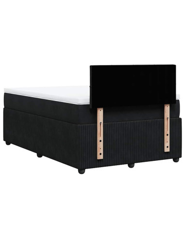Giroletto a Molle con Materasso Nero 120x200 cm in Velluto
