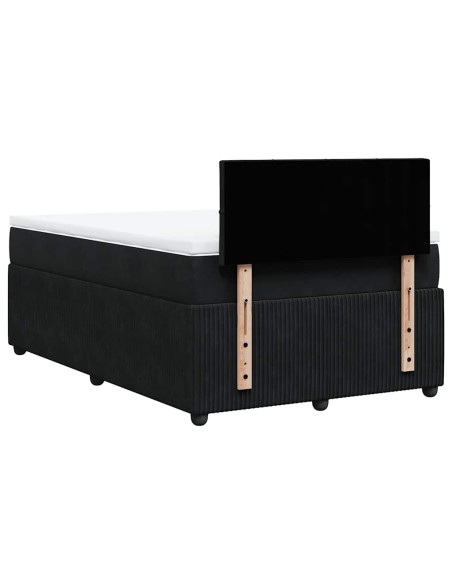 Giroletto a Molle con Materasso Nero 120x200 cm in Velluto