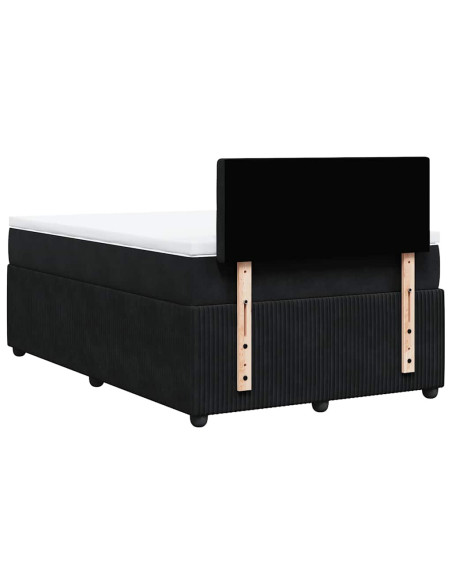 Giroletto a Molle con Materasso Nero 120x200 cm in Velluto