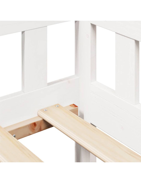 Dormeuse con Cassetti Bianco 90x200 cm Legno Massello di Pino