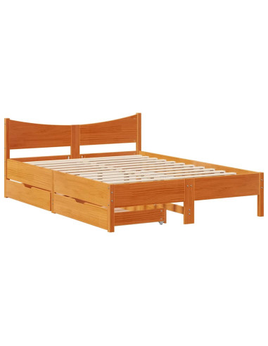 Giroletto Cassetti Marrone Cera 140x190 cm Legno Massello Pino