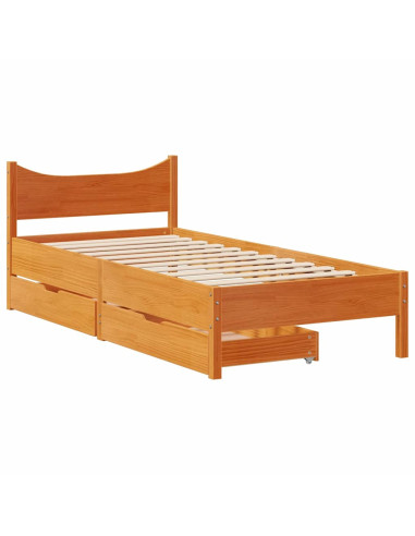 Giroletto Cassetti Marrone Cera 90x200 cm Legno Massello Pino