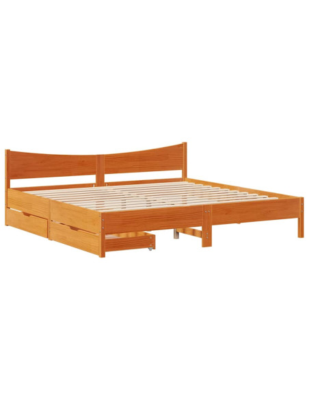 Giroletto con Cassetti Marrone Cera 200x200 cm Massello Pino