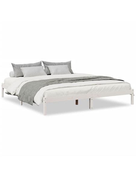 Letto Extra Lungo senza Materasso Bianco 200x210 cm in Pino